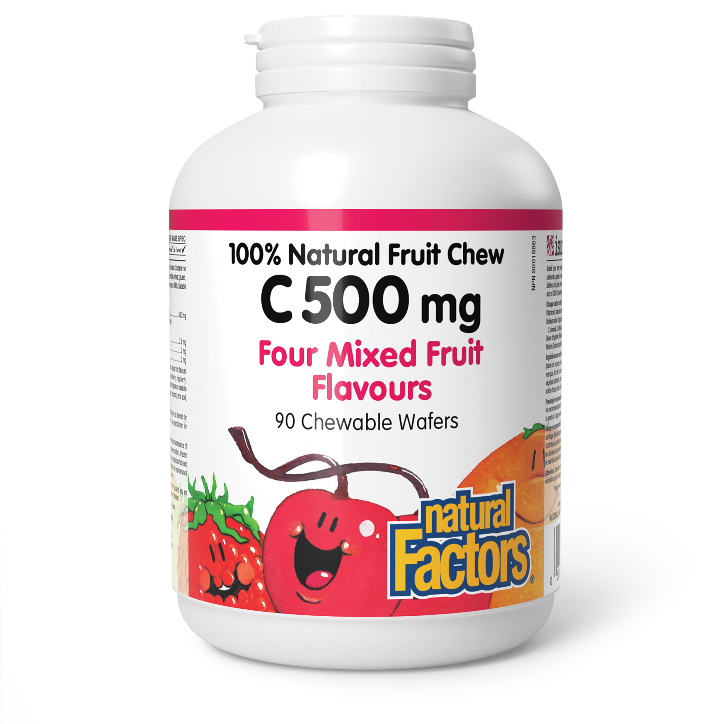 Natural Factors C 500mg 100%Natural Fruit Chew 500mg Four Mixed Fruit Flavours