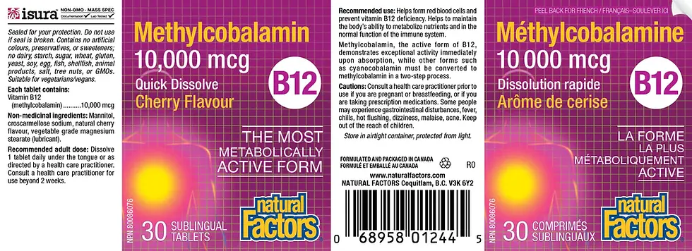 Thumbnail: Natural Factors B12 Methylcobalamin 10,000 mcg, Cherry Flavour
