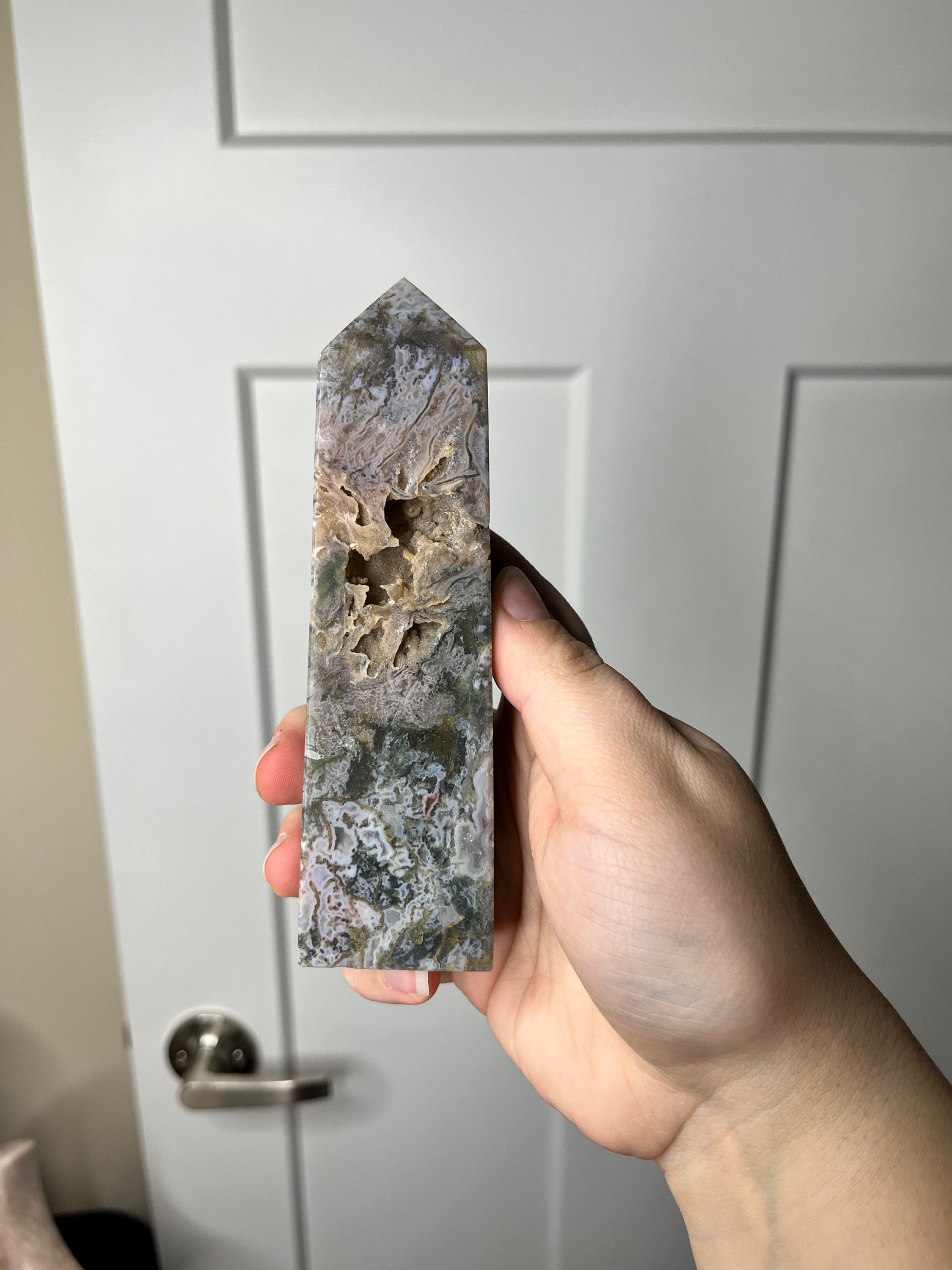 Pink Moss Agate Tower 