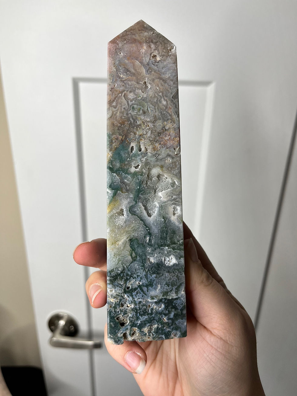 Thumbnail: Pink Moss Agate Tower 