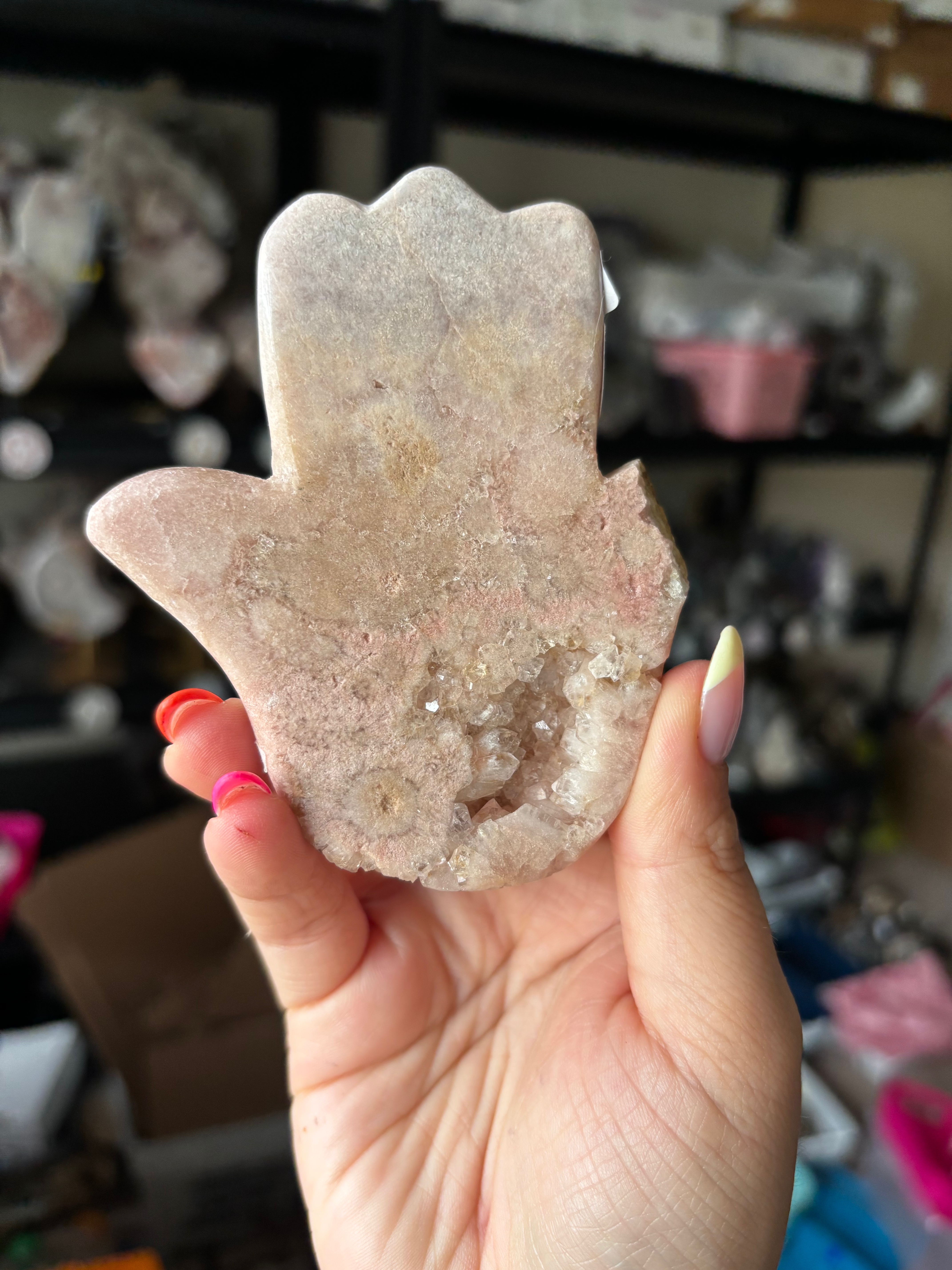 Pink Amethyst Hamsa