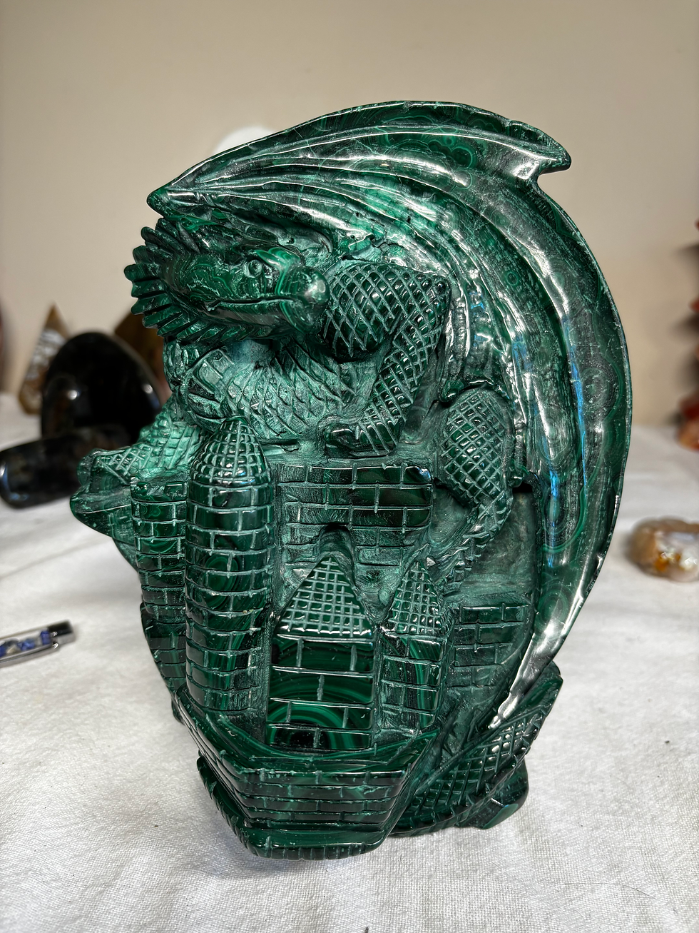 Malachite Dragon on Castle - 18lbs