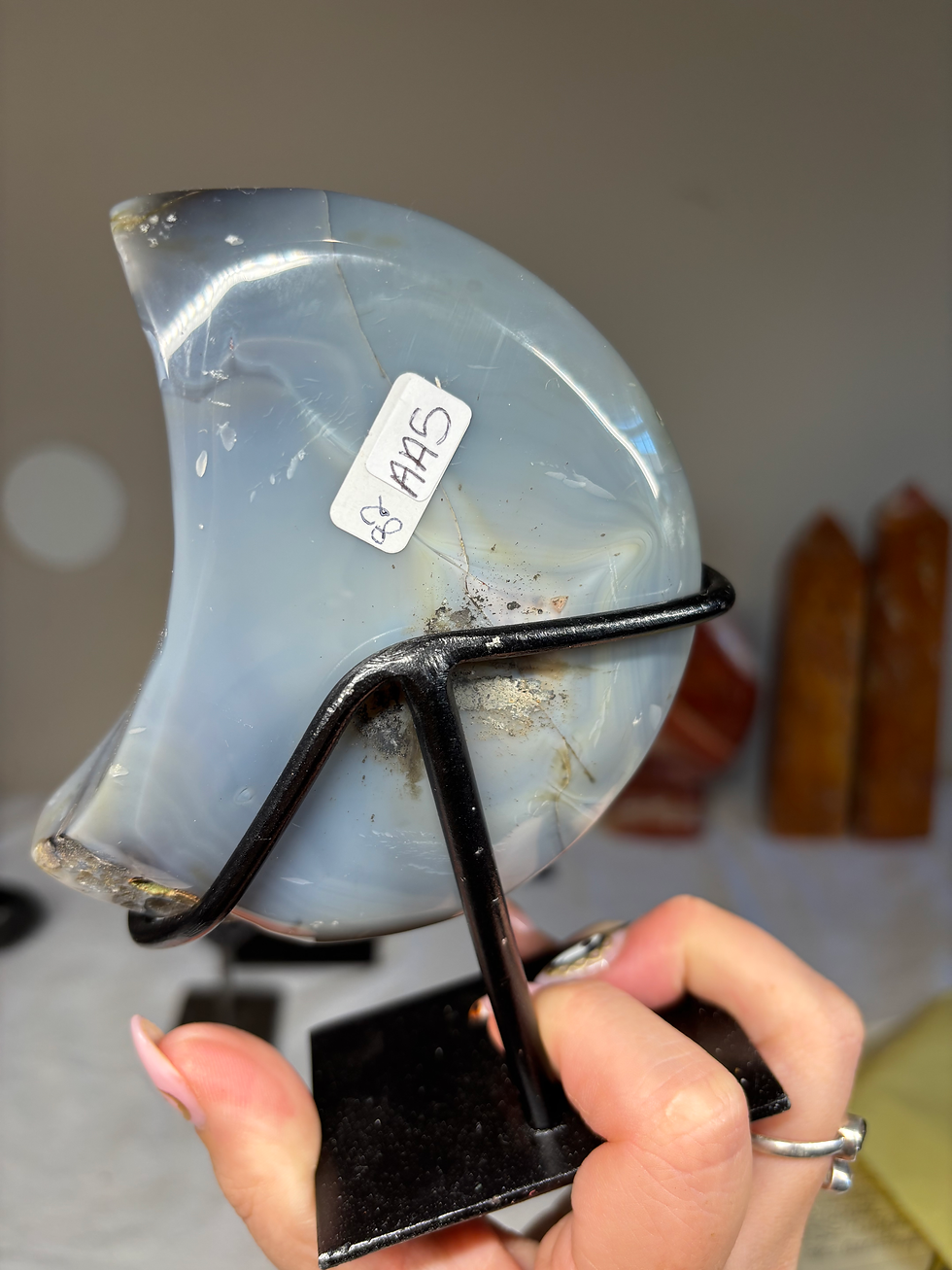 Thumbnail: Rainbow Amethyst with Agate Moon on Stand