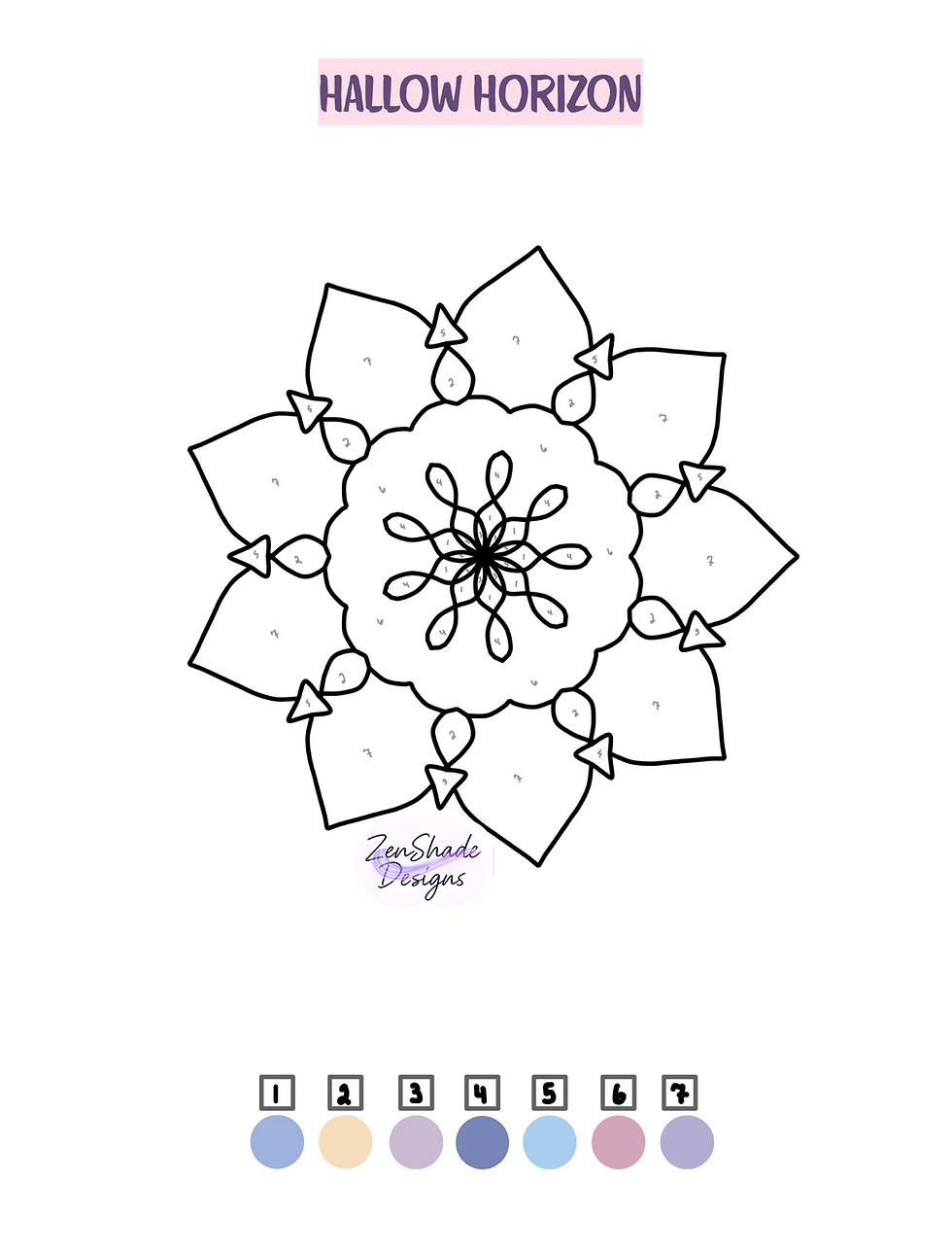 Color by Number Mandala Printable – Bliss Circle Mandala