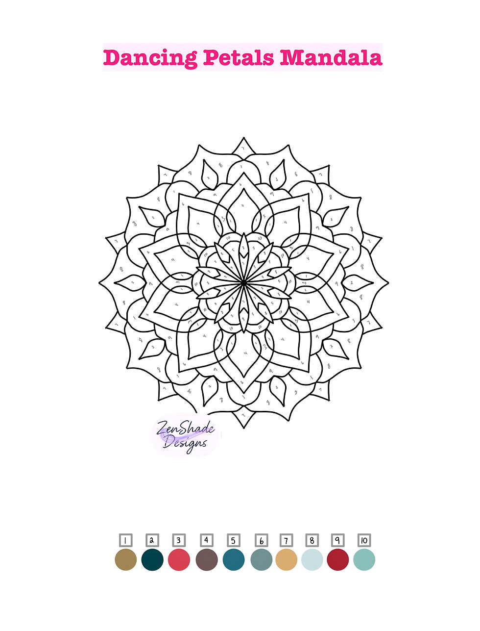 color by number mandala printable whisper bloom