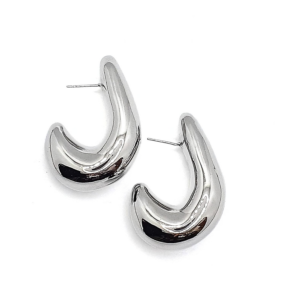 Aretes para dama tendencia chunky en color plateado