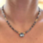 delicado collar de moda de piedra natural labradorita color gris