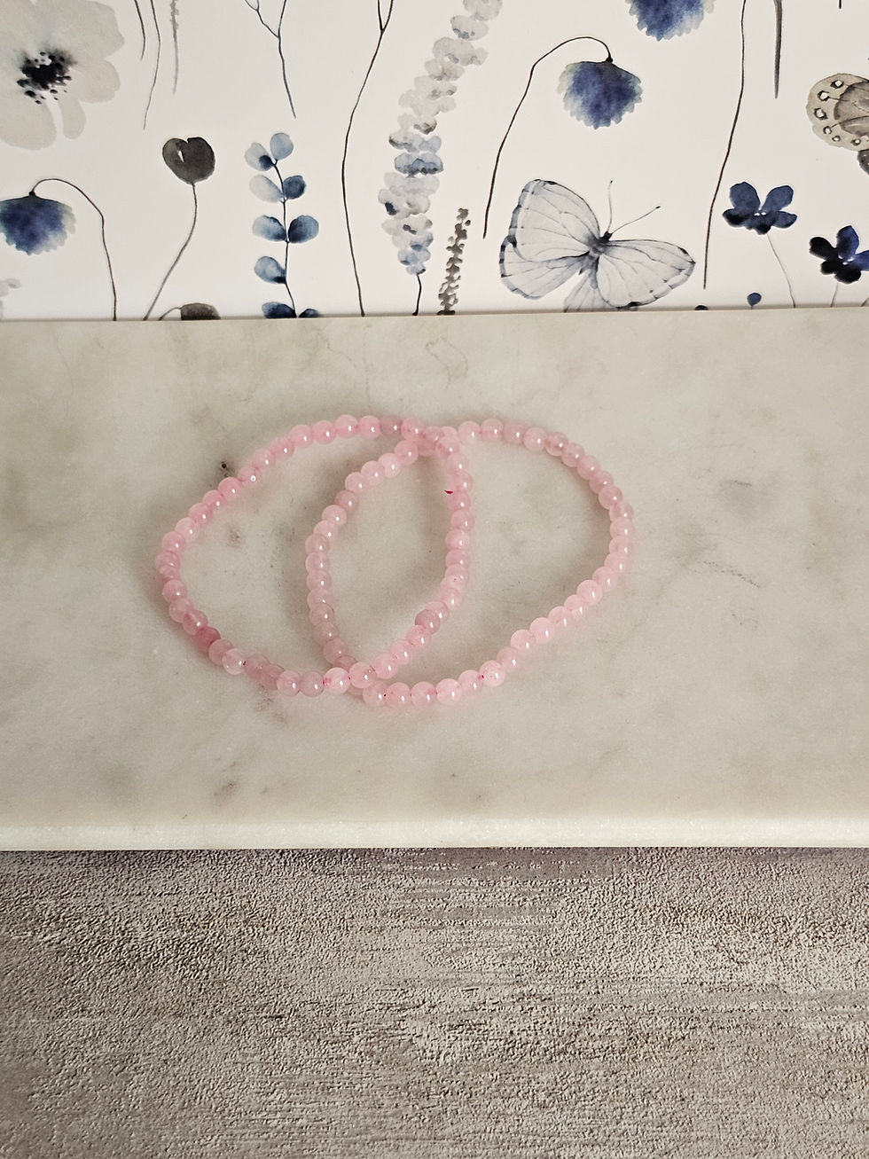 A soft and nurturing bracelet made with natural Rose Quartz to invite self-love, emotional healing,