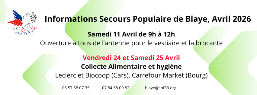 Information Secours populaire de Blaye