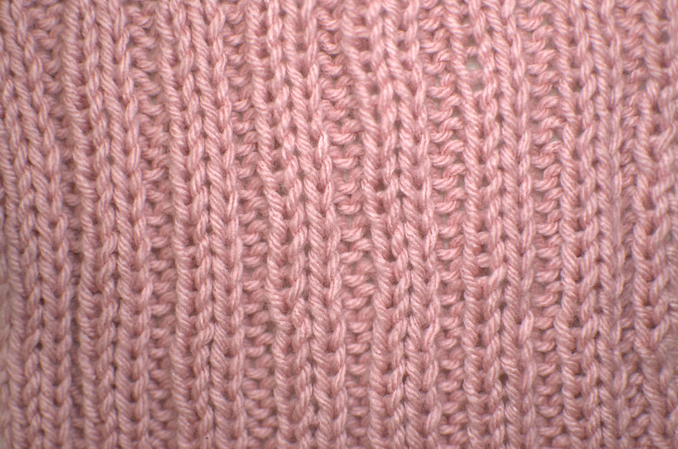 pink swatch with 2x1 rib