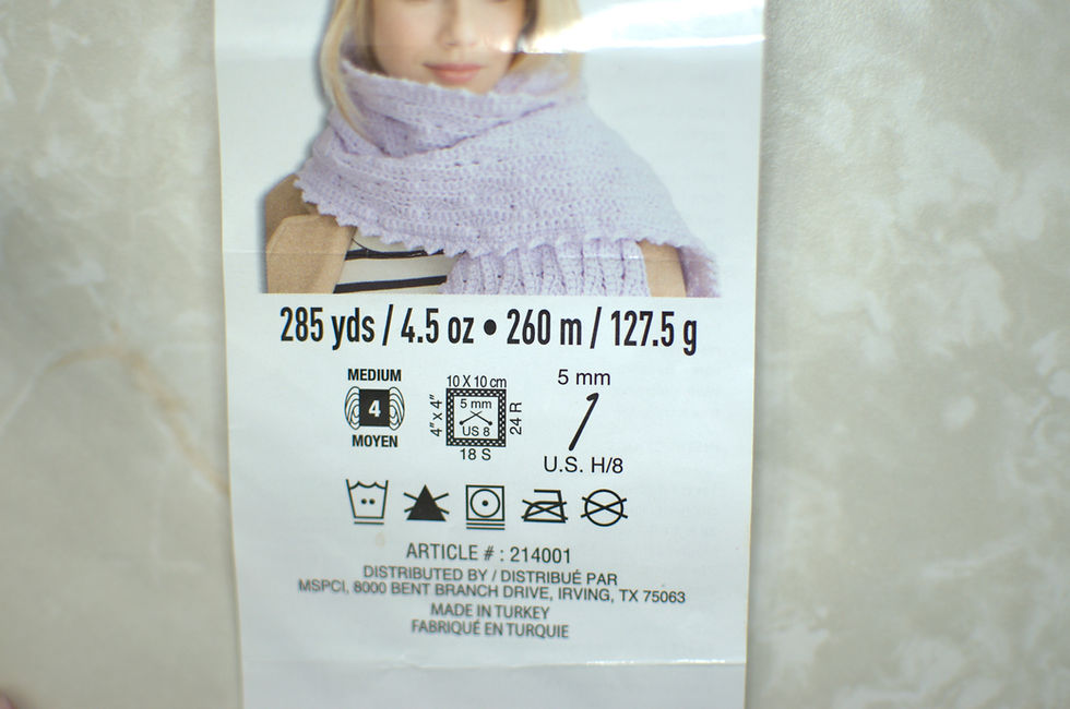 yarn tag with yards and meters