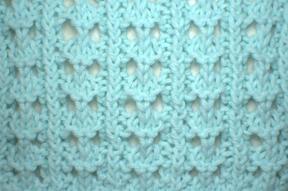 blue swatch with ptbl stitches