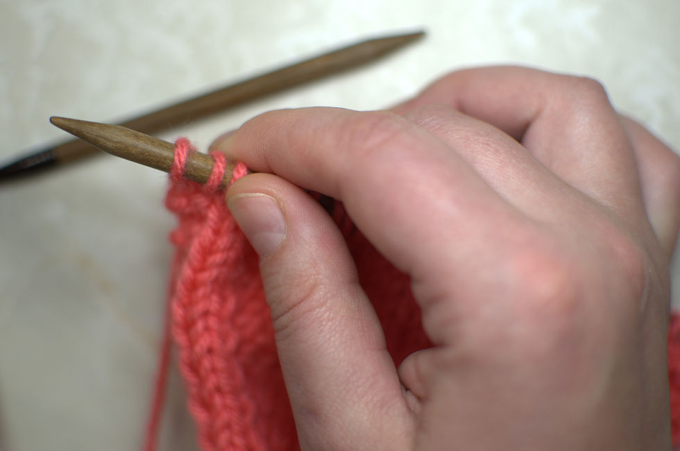 picture of right hand and right-hand needle