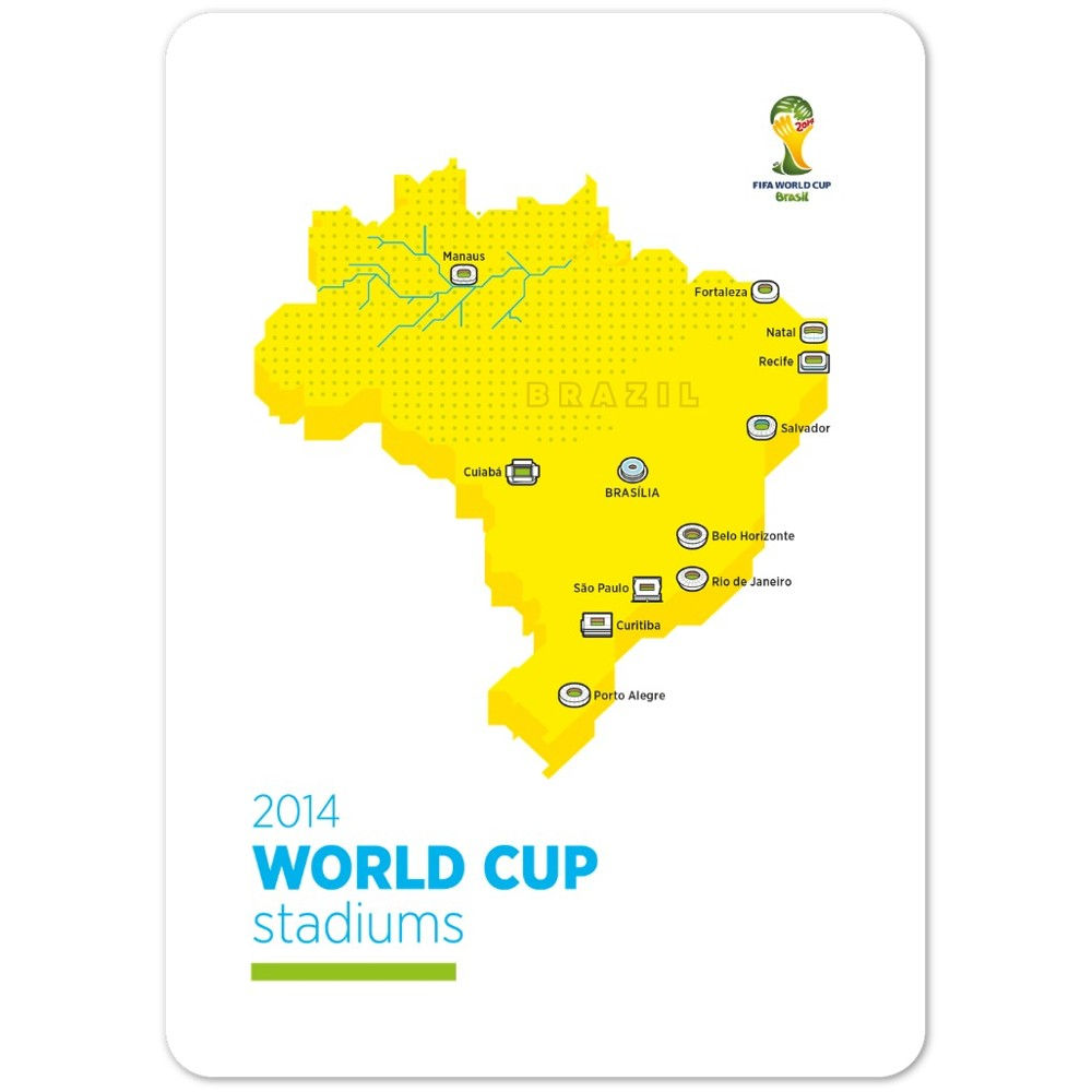 2014 World Cup Stadiums / Pack of 10 postcards with envelopes