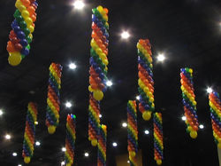 Balloon Pillars Hanging From Ceiling, Ceiling  Decoration With Balloons