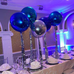 Blue balloon centerpieces