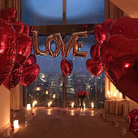 LOVE Balloon letters and red heart balloons room decoration