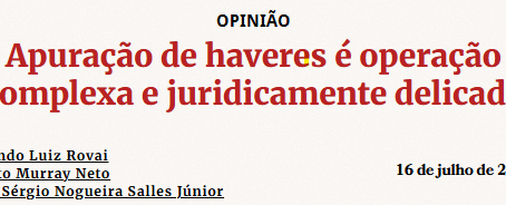 Apuração de haveres entre o balanço de determinação, os ativos intangíveis e a preservação da empresa