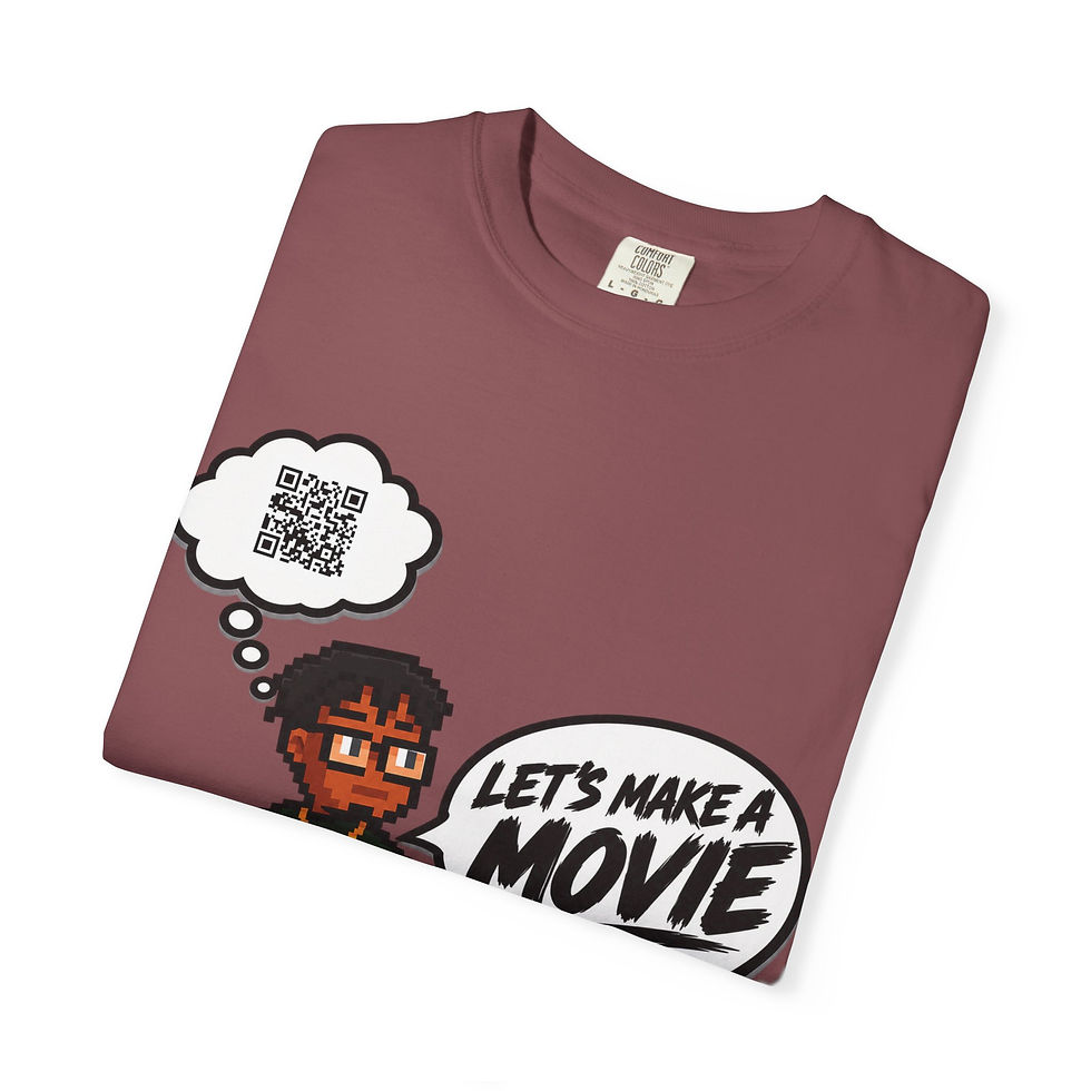 Thumbnail: Let's Make a Movie T-Shirt — Retro Pixel Filmmaker Graphic Tee
