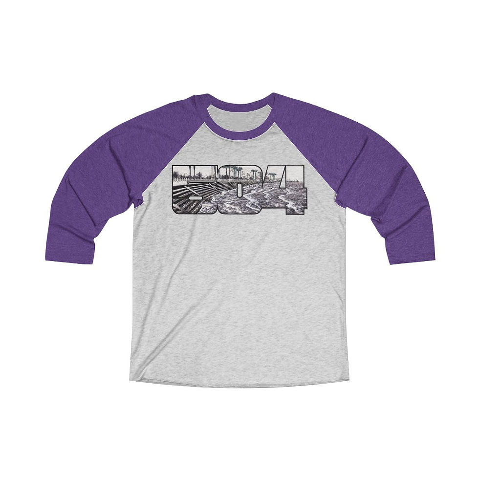 Thumbnail: 504 - Lakefront - Unisex Tri-Blend 3/4 Raglan Tee