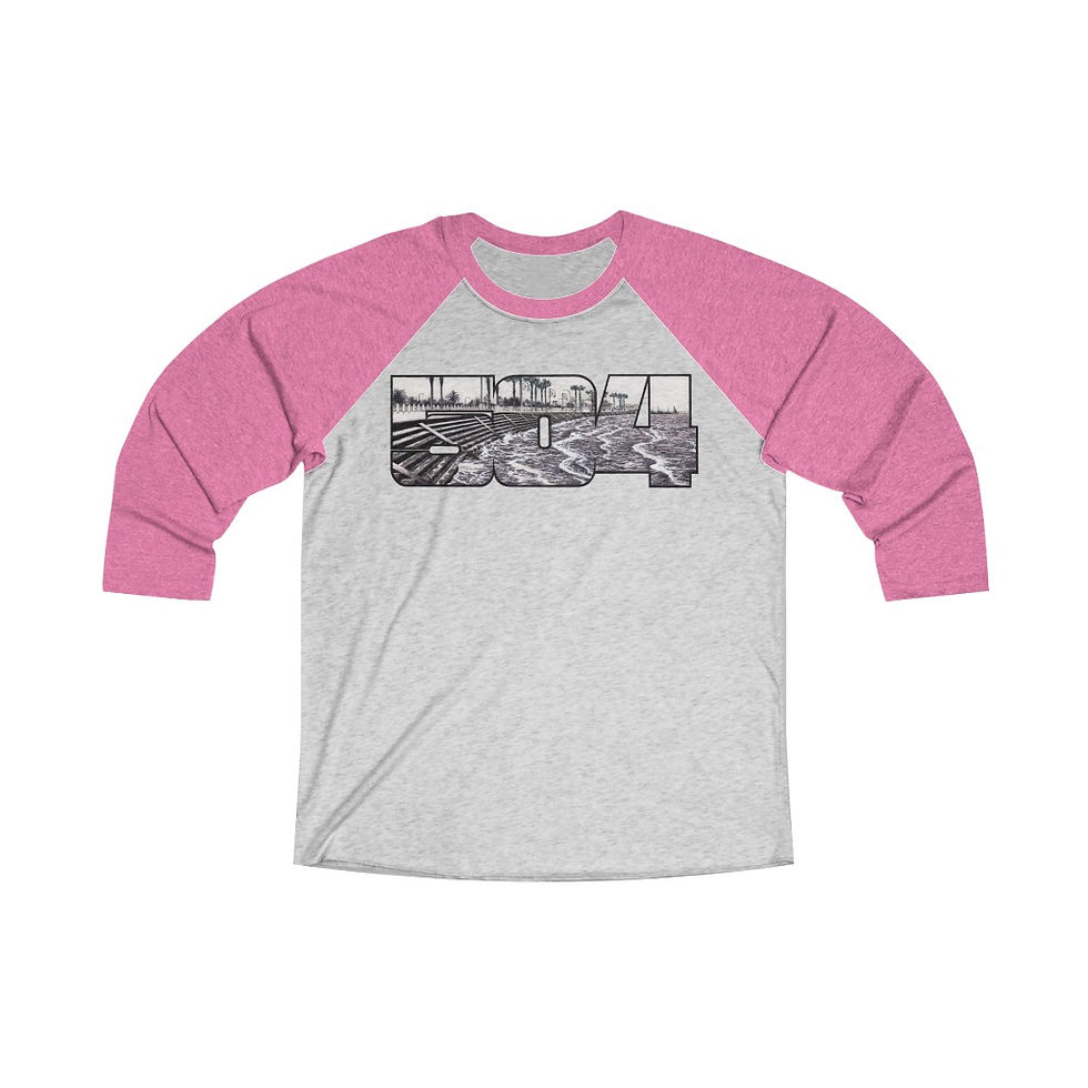 Thumbnail: 504 - Lakefront - Unisex Tri-Blend 3/4 Raglan Tee