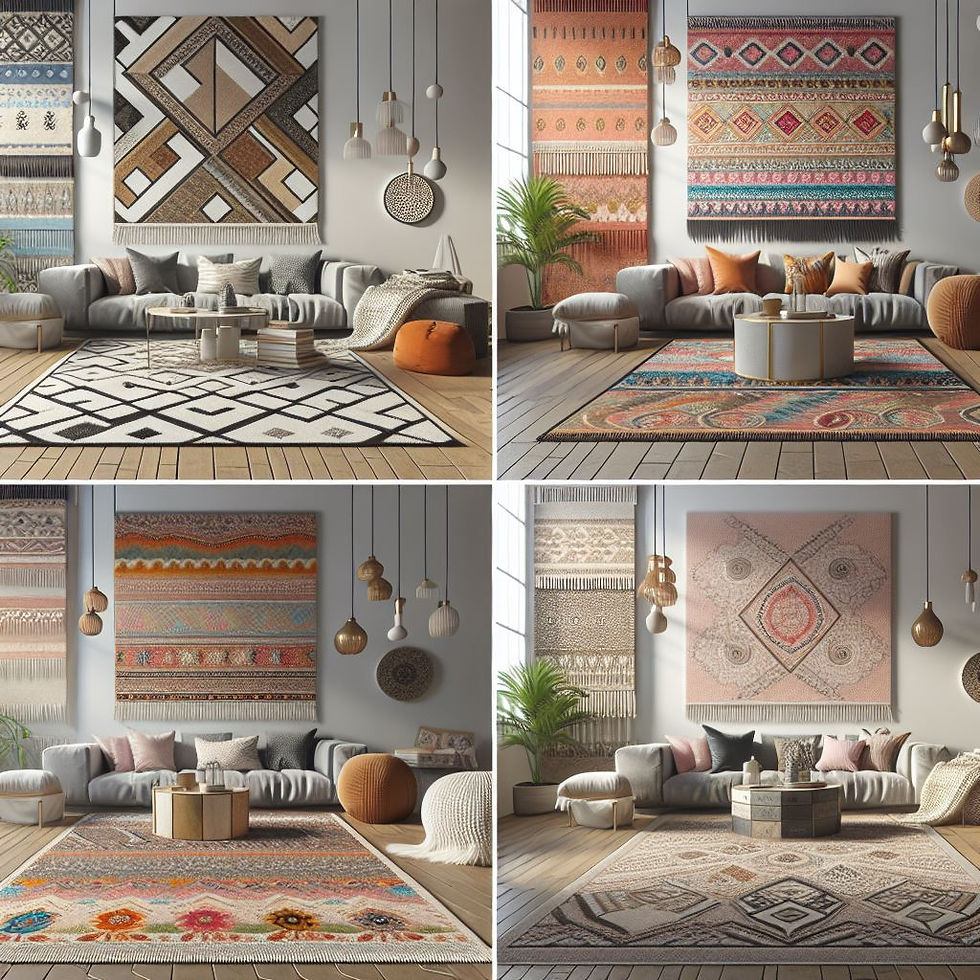 Modelos de ambientes decorados con alfombras diversas