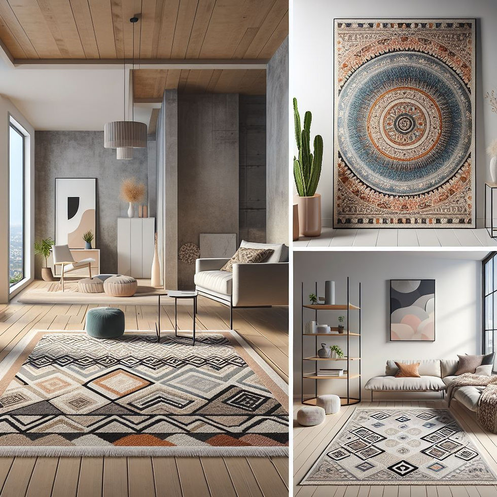 Ambientes modernos decorados con diversos modelos de alfombras y tapices