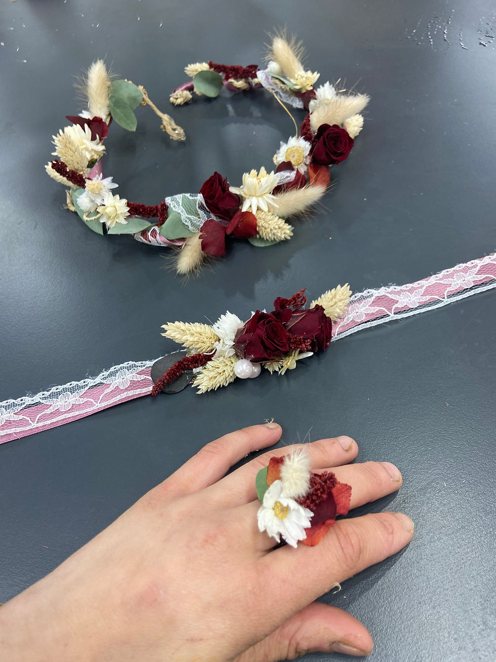 Miniature : Parure fleurs séchées