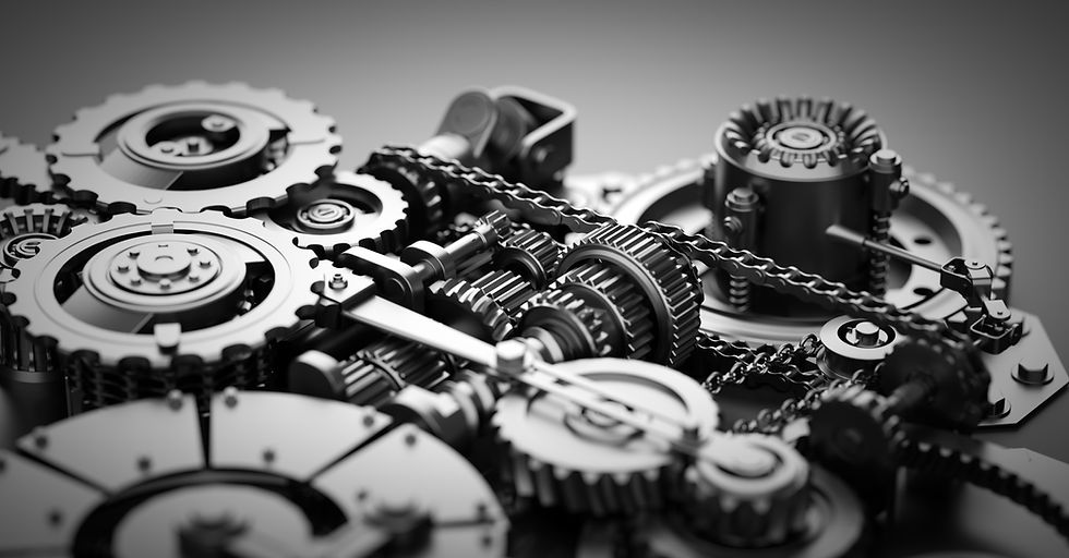 black and white cogs suggesting time