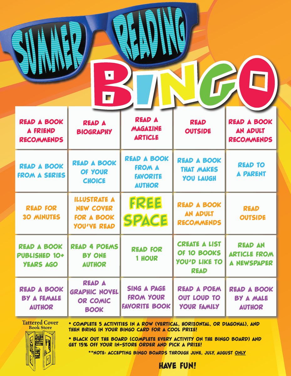 Summer reading bingo card