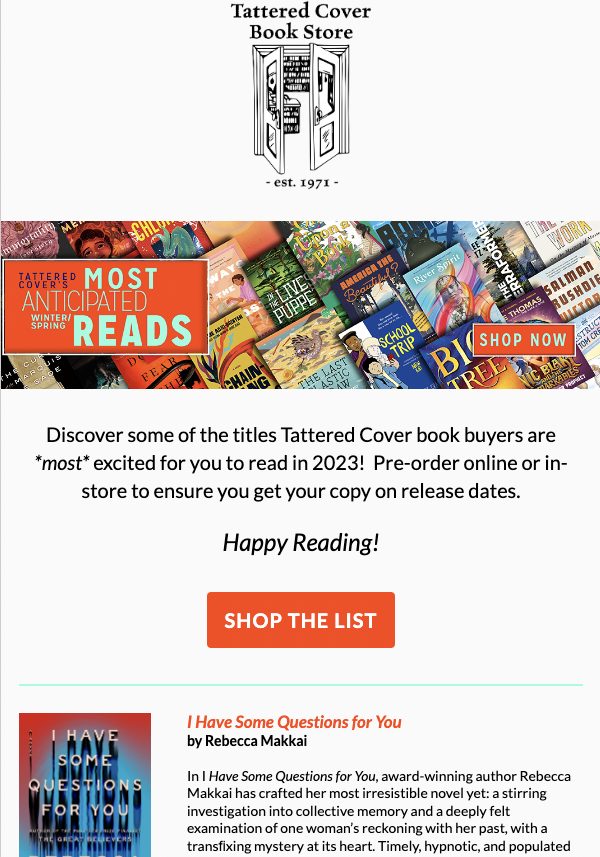 Most Anticipated Reads marketing email