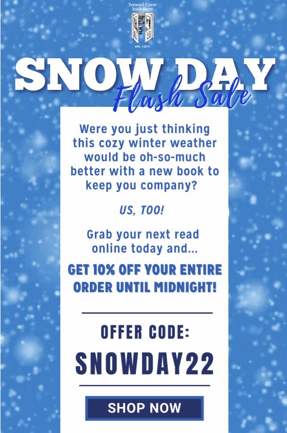 Snow Day flash sale email with offer code