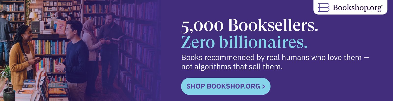 Leaderboard ad: 5,000 Booksellers. Zero billionaires.