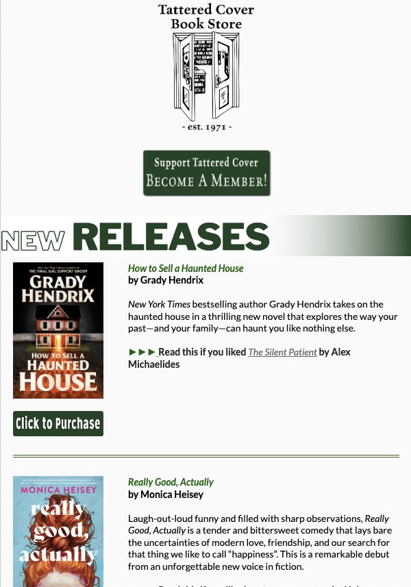 New Releases weekly newsletter email
