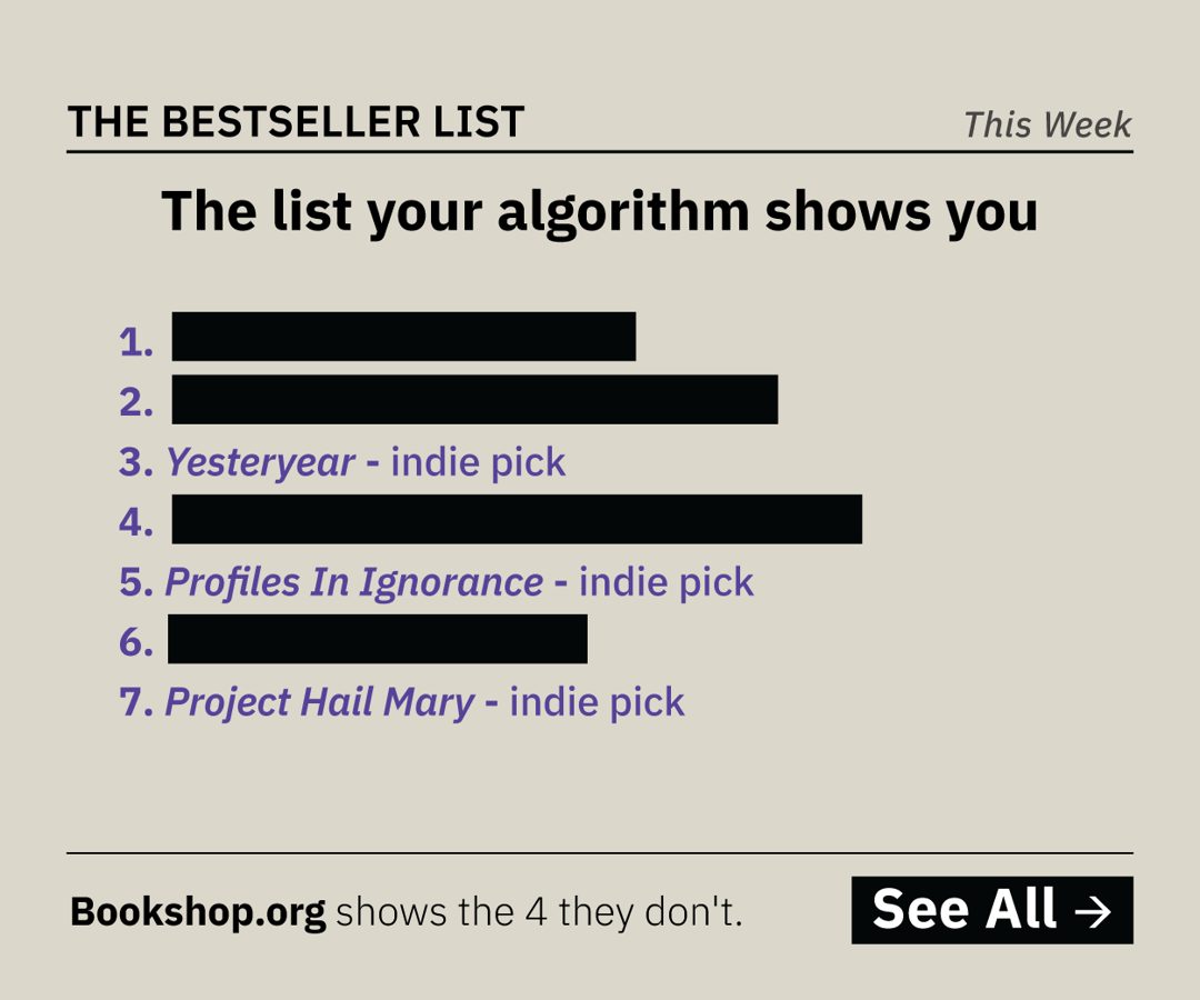 Redacted bestseller list ad: Bookshop.org shows the four they don’t