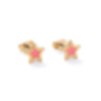 Star Earrings studs with baby pink enamel 24k Gold plated