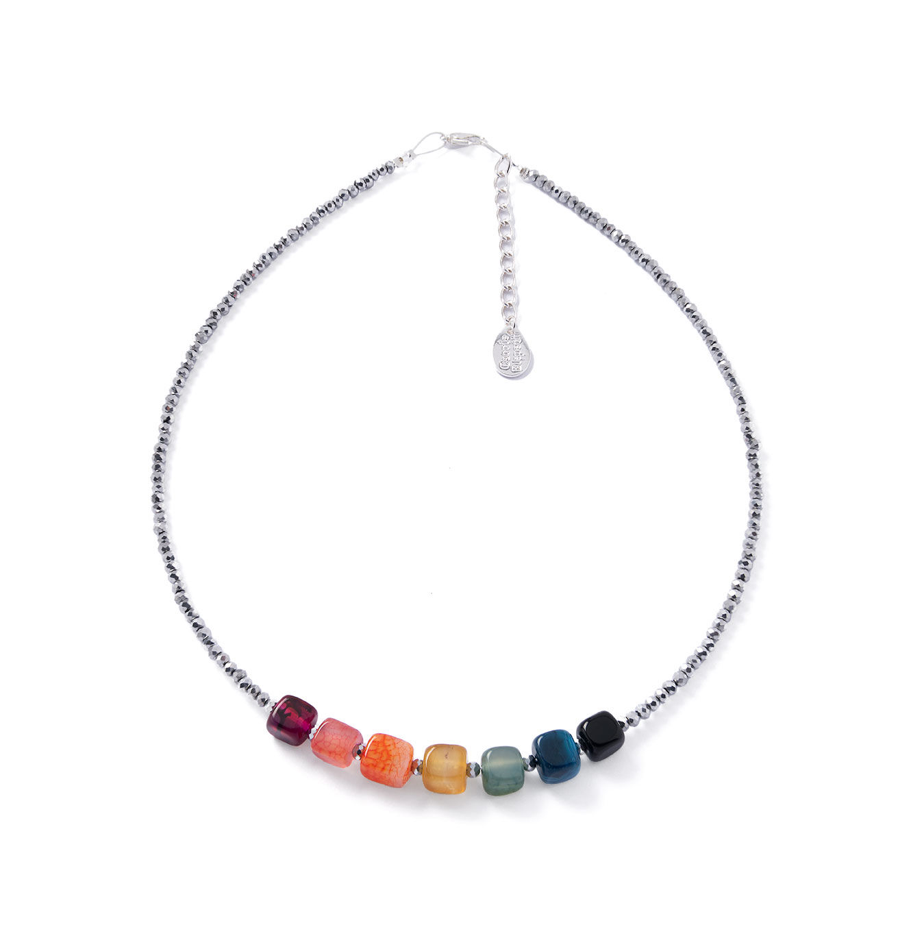 Sparkle Rainbow Agate Cubes Necklace