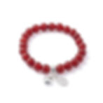 Carnelian Gemstone beaded bracelet with heart charm on white background