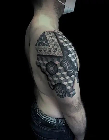 geometric tattoo in london, geometric full sleeve, mandala tattoo in london, dotwork in london, geometric tattoo artist london