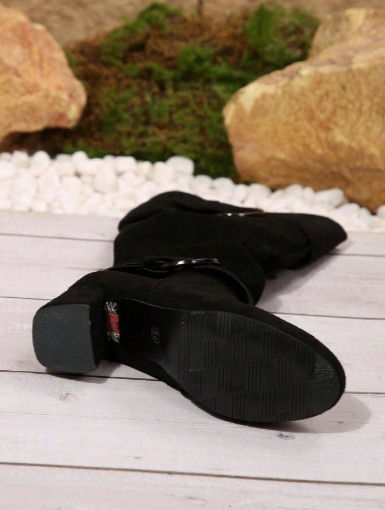 Miniature : Plus Size European & American Style Pleated Strap Conic High Heel Knee High Boot