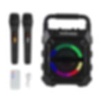 Portable Bluetooth Karaoke Speaker with Dual Wireless Microphones – High-Powered Sound System with LED Lights & Remote Contro