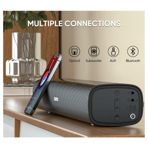 Thumbnail: Compact 17-Inch Soundbar with Bluetooth, Optical & AUX Connectivity – Powerful Audio with 3 EQ Modes & Subwoofer Compatibilit
