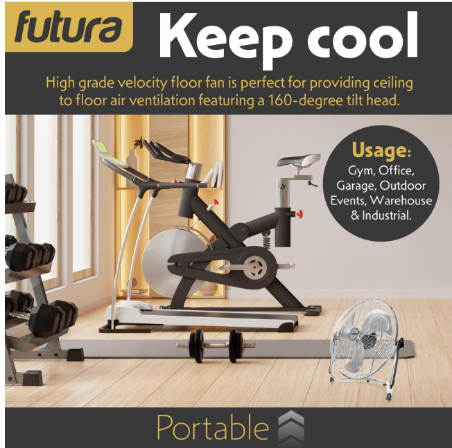 Miniatura: The Futura 14 Inch High Velocity Floor Fan (Metal / Industrial / Adjustable Cooling)