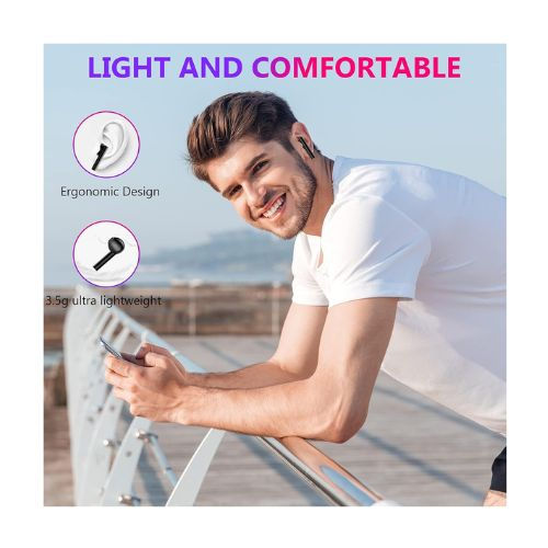 Miniatura: AOVOCE Wireless Earbuds – Bluetooth 5.1 Headphones with Microphone, Touch Control, IPX6 Waterproof, USB-C Charging, 30 Hours