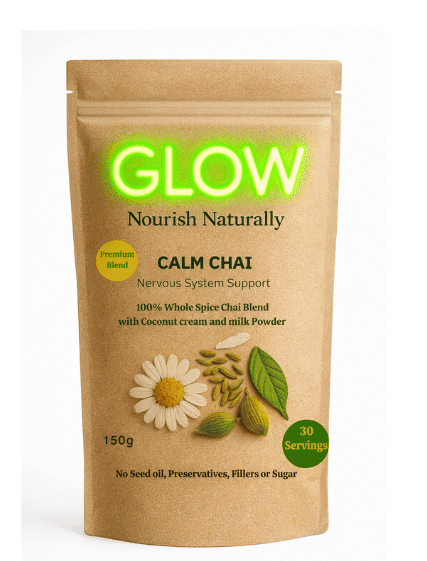 Enjoy a comforting and soothing calm chai that helps ease stress and support relaxation. A delicious, nourishing blend.