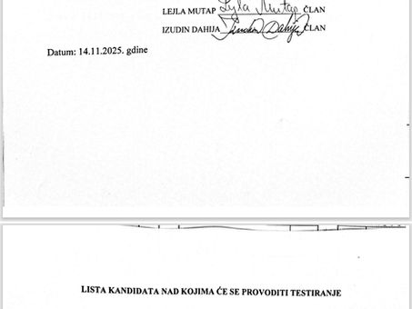 OBAVIJEST ZA KANDIDATE KOJI SU SE PRIJAVILI NA KONKURS