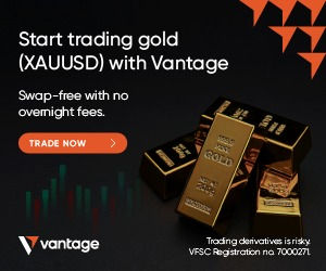 Vantage Markets Gold banner , selling CFD gold trading.