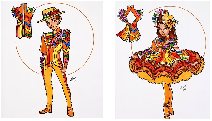 Croqui dos brincantes da quadrilha junina "Maranguape" do Ceára feito por Walisson Costa.