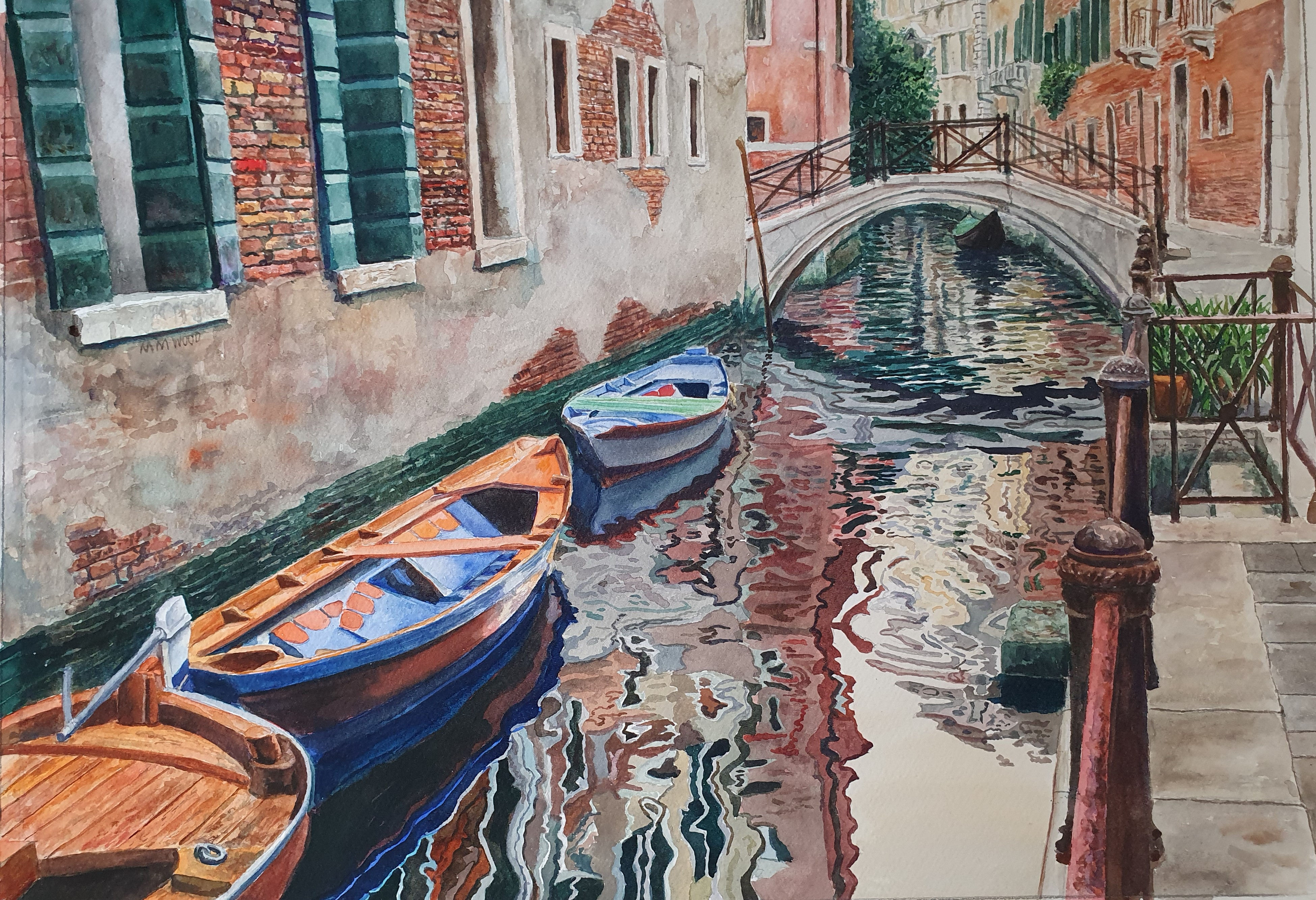 Gondola And Three Workboats