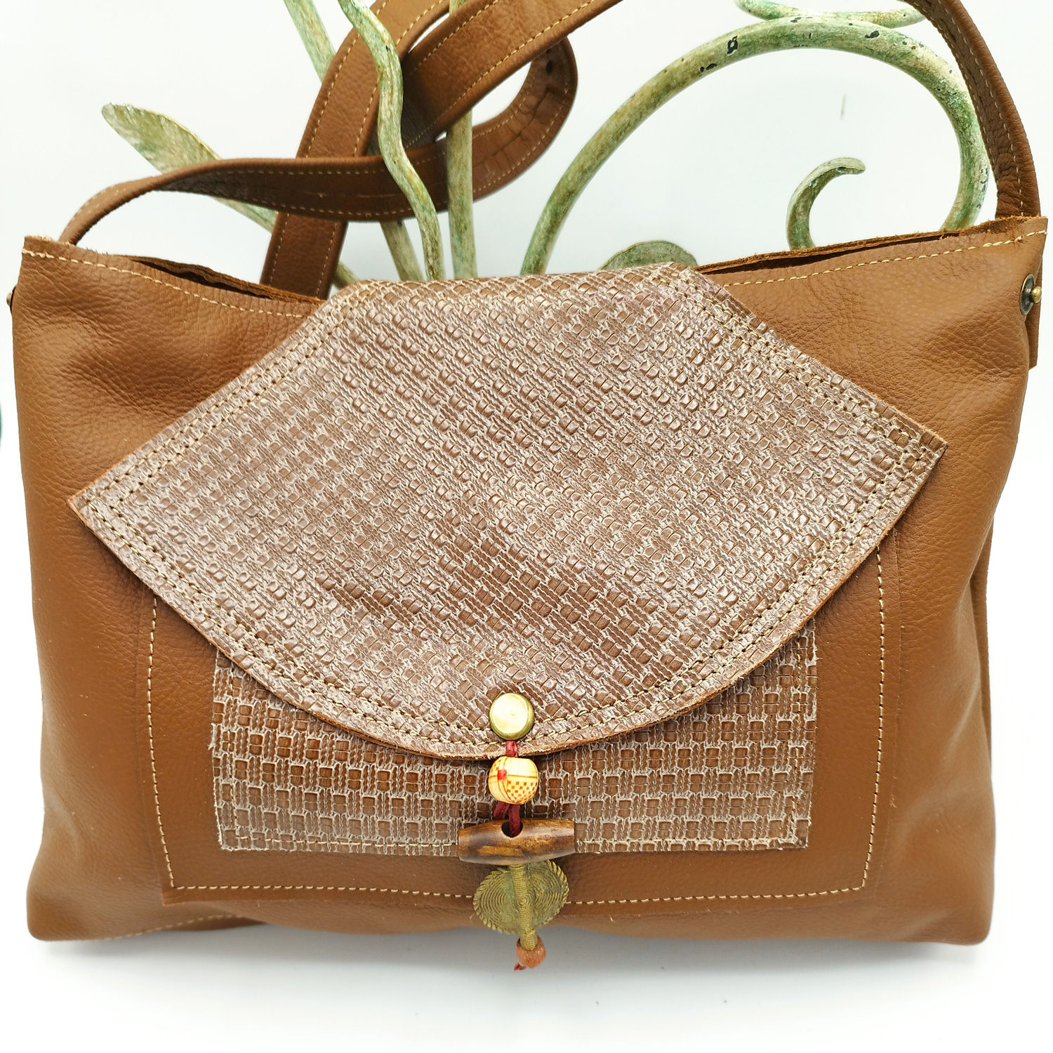 LOTUS Marron clair rabat cuir fantaisie